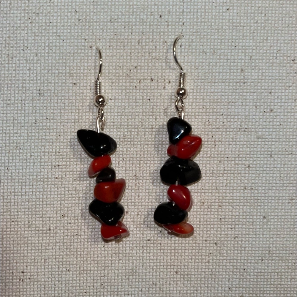 Black and Red crystal earrings